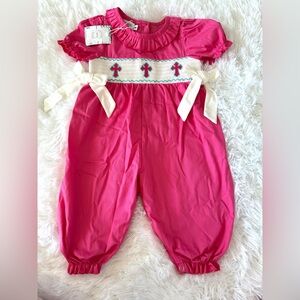 Baby Girl Pink Romper with Crosses